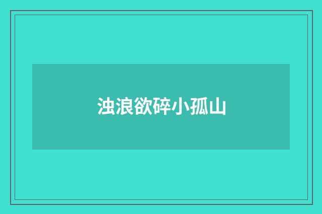 浊浪欲碎小孤山