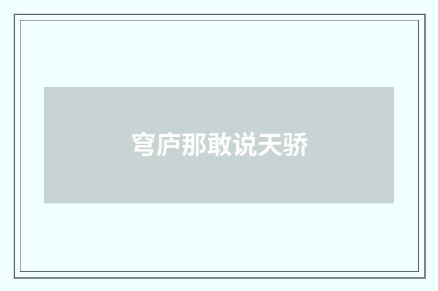穹庐那敢说天骄