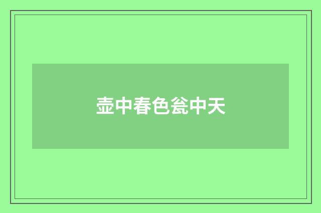 壶中春色瓮中天