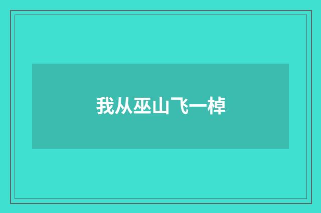 我从巫山飞一棹