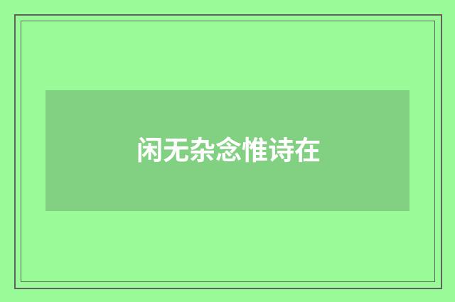 闲无杂念惟诗在