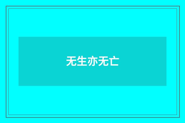 无生亦无亡