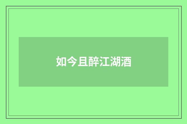 如今且醉江湖酒
