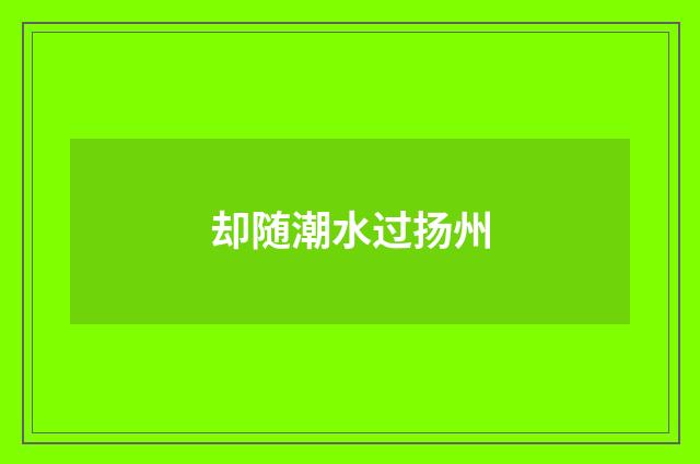 却随潮水过扬州