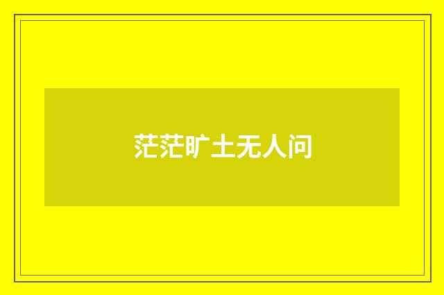 茫茫旷土无人问