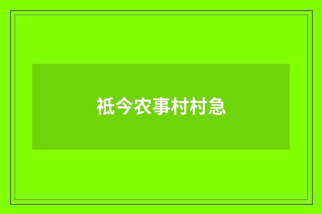 祗今农事村村急