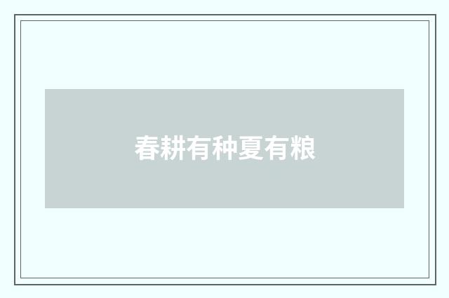 春耕有种夏有粮