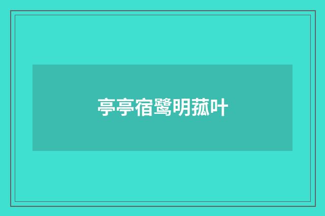 亭亭宿鹭明菰叶