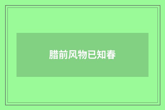 腊前风物已知春
