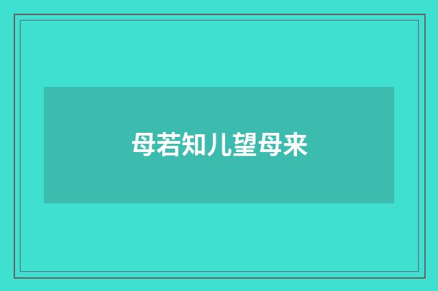 母若知儿望母来