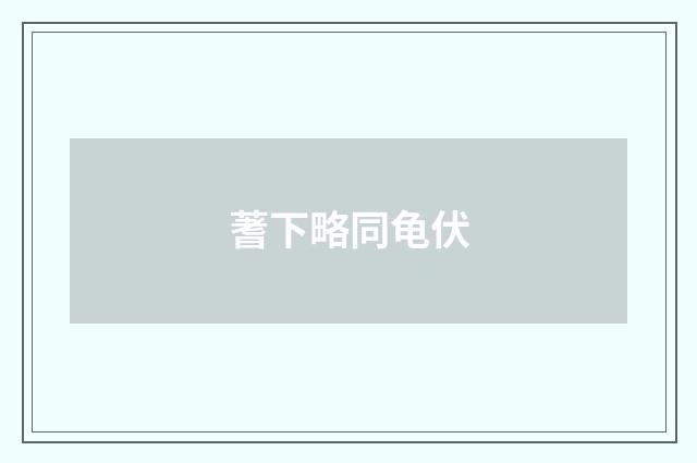 蓍下略同龟伏