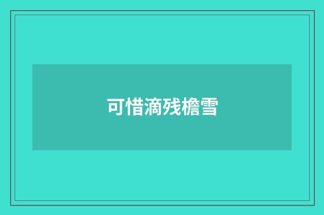 可惜滴残檐雪