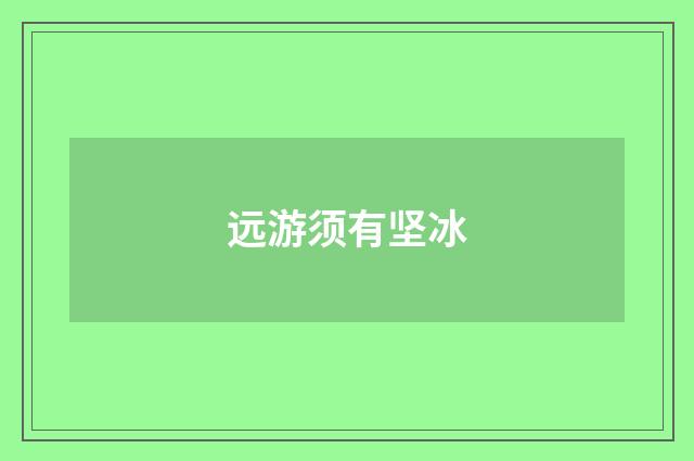 远游须有坚冰