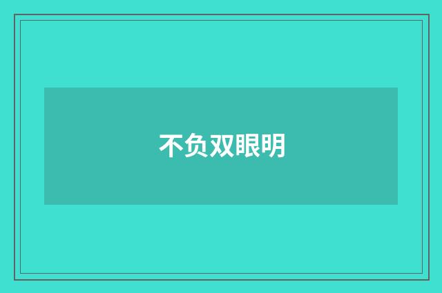 不负双眼明