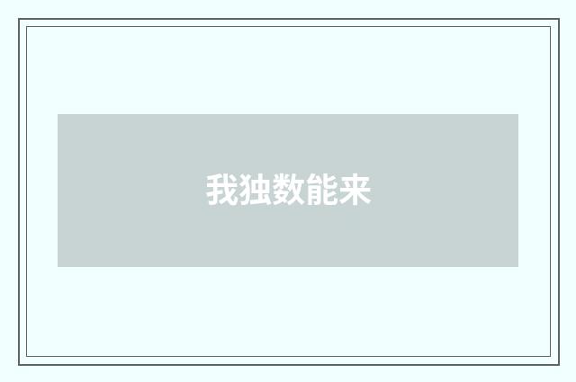 我独数能来