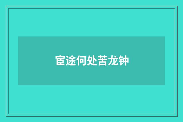 宦途何处苦龙钟