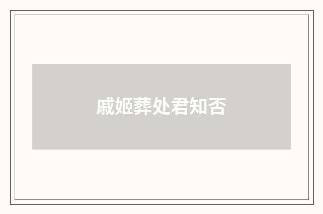 戚姬葬处君知否