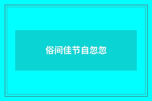 俗间佳节自忽忽