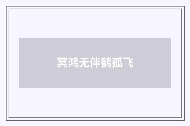 冥鸿无伴鹤孤飞