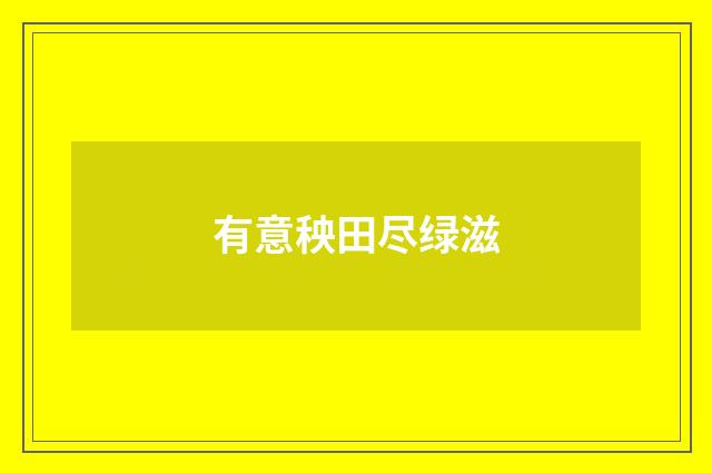 有意秧田尽绿滋