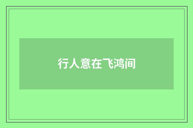 行人意在飞鸿间