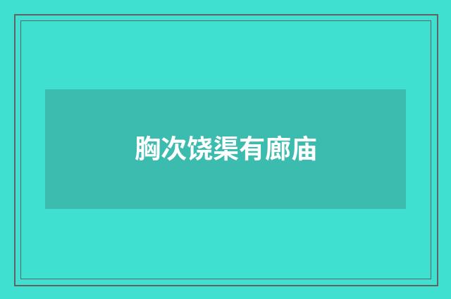 胸次饶渠有廊庙