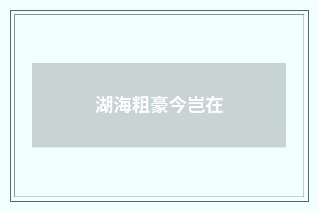 湖海粗豪今岂在