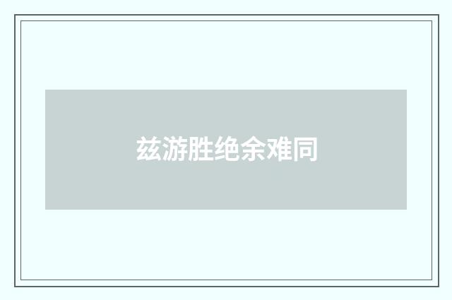 兹游胜绝余难同