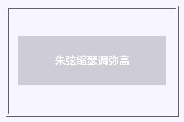 朱弦缩瑟调弥高