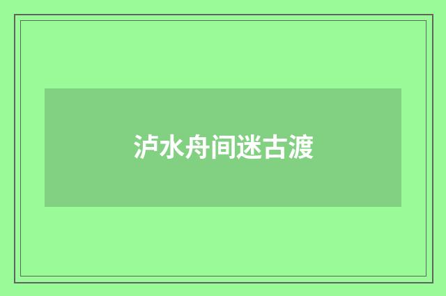 泸水舟间迷古渡