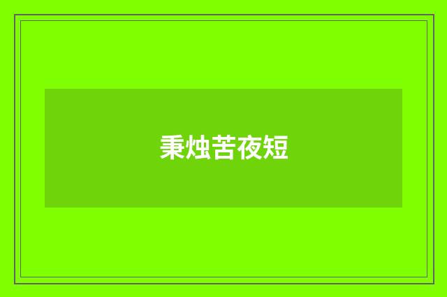 秉烛苦夜短