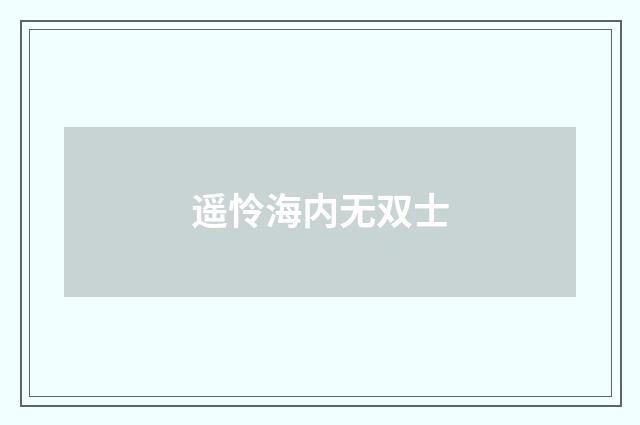 遥怜海内无双士