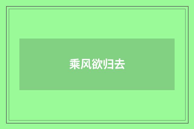 乘风欲归去