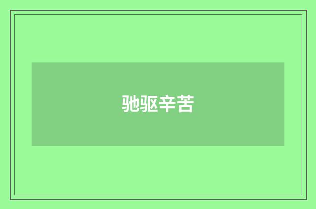 驰驱辛苦