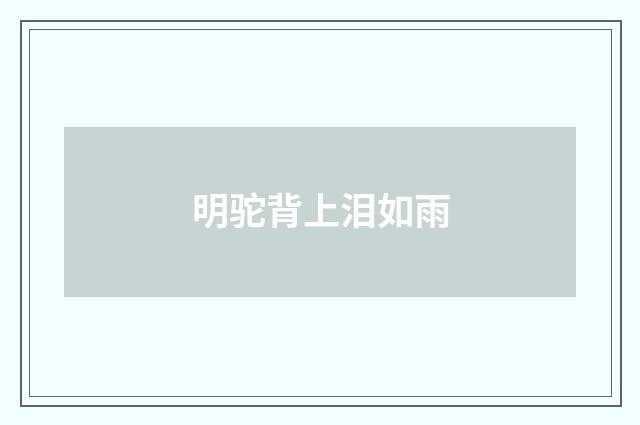 明驼背上泪如雨