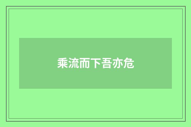 乘流而下吾亦危