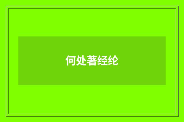 何处著经纶