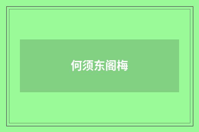 何须东阁梅