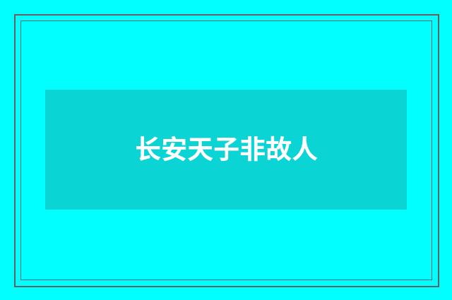 长安天子非故人