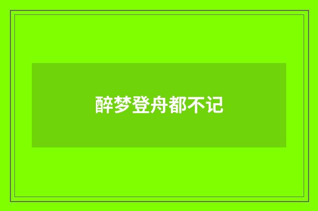 醉梦登舟都不记