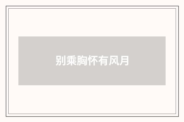 别乘胸怀有风月