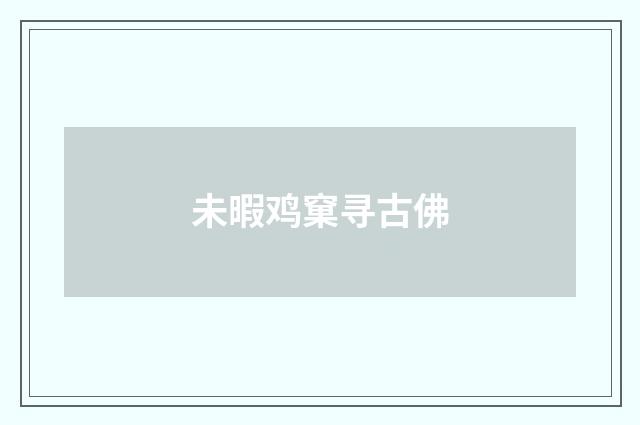 未暇鸡窠寻古佛