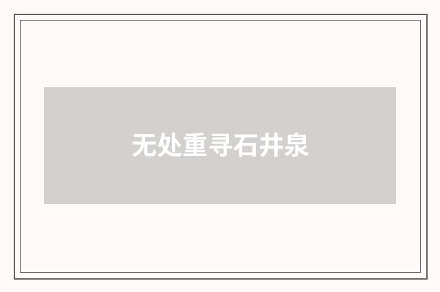 无处重寻石井泉