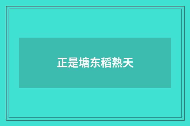 正是塘东稻熟天