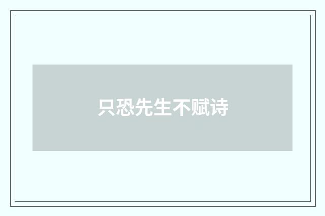 只恐先生不赋诗