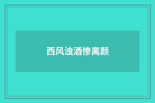 西风浊酒惨离颜
