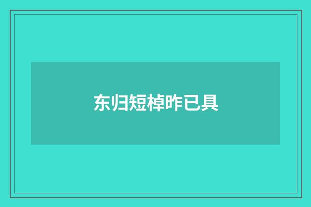 东归短棹昨已具