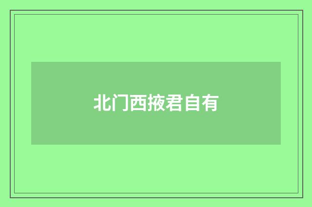 北门西掖君自有
