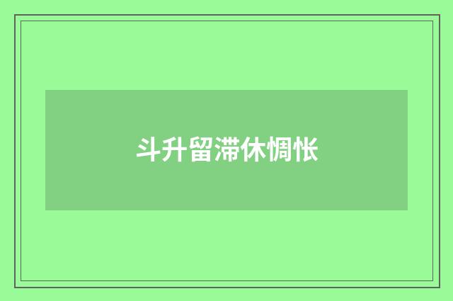 斗升留滞休惆怅