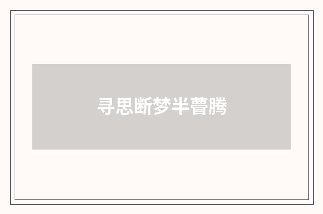 寻思断梦半瞢腾
